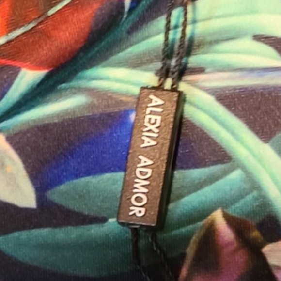 Alexia Admor Dress Ruffle Asymmetrical Floral Stretch Scuba Sleeveless SZ 14 - Picture 10 of 13